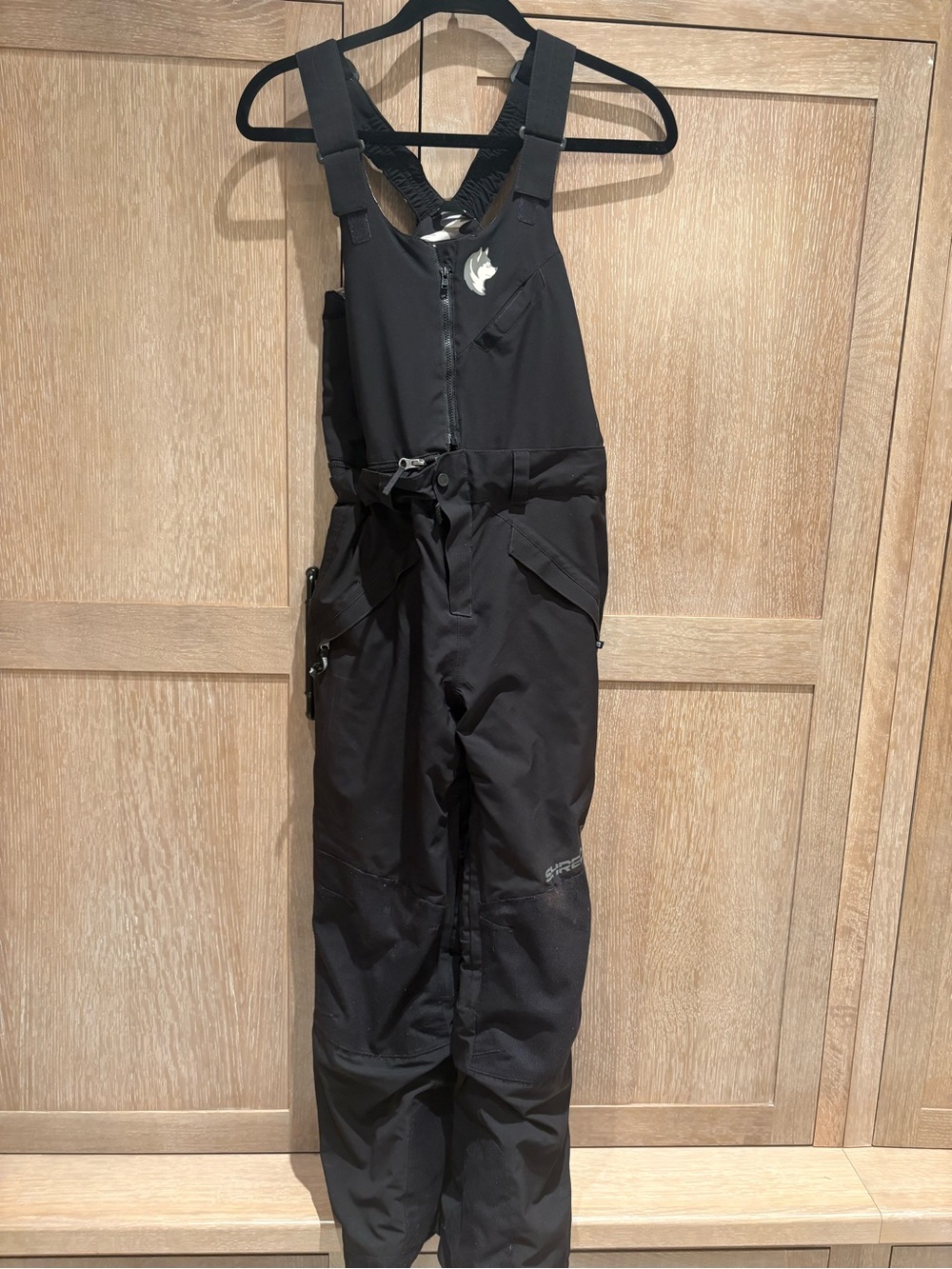 Kids Shred Dog Black Snow Bib Overalls - Size 12